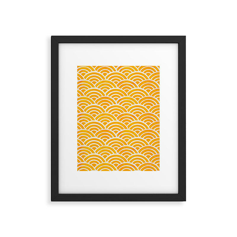 Japanese Seigaiha Wave - Marigold Palette Framed Art Print Gallery Image 4