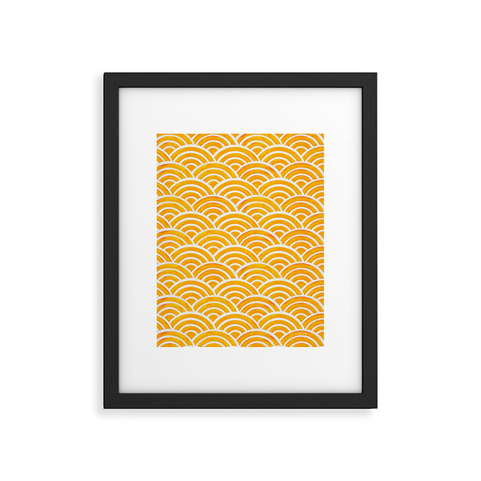 Japanese Seigaiha Wave - Marigold Palette Framed Art Print Gallery Image 1