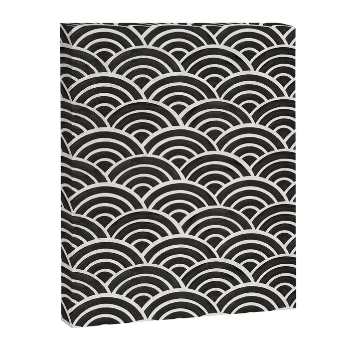 Japanese Seigaiha Wave - Black & White Palette Canvas Print Gallery Image 1