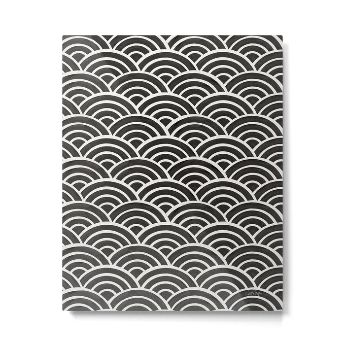 Japanese Seigaiha Wave - Black & White Palette Metal Print Gallery Image 1