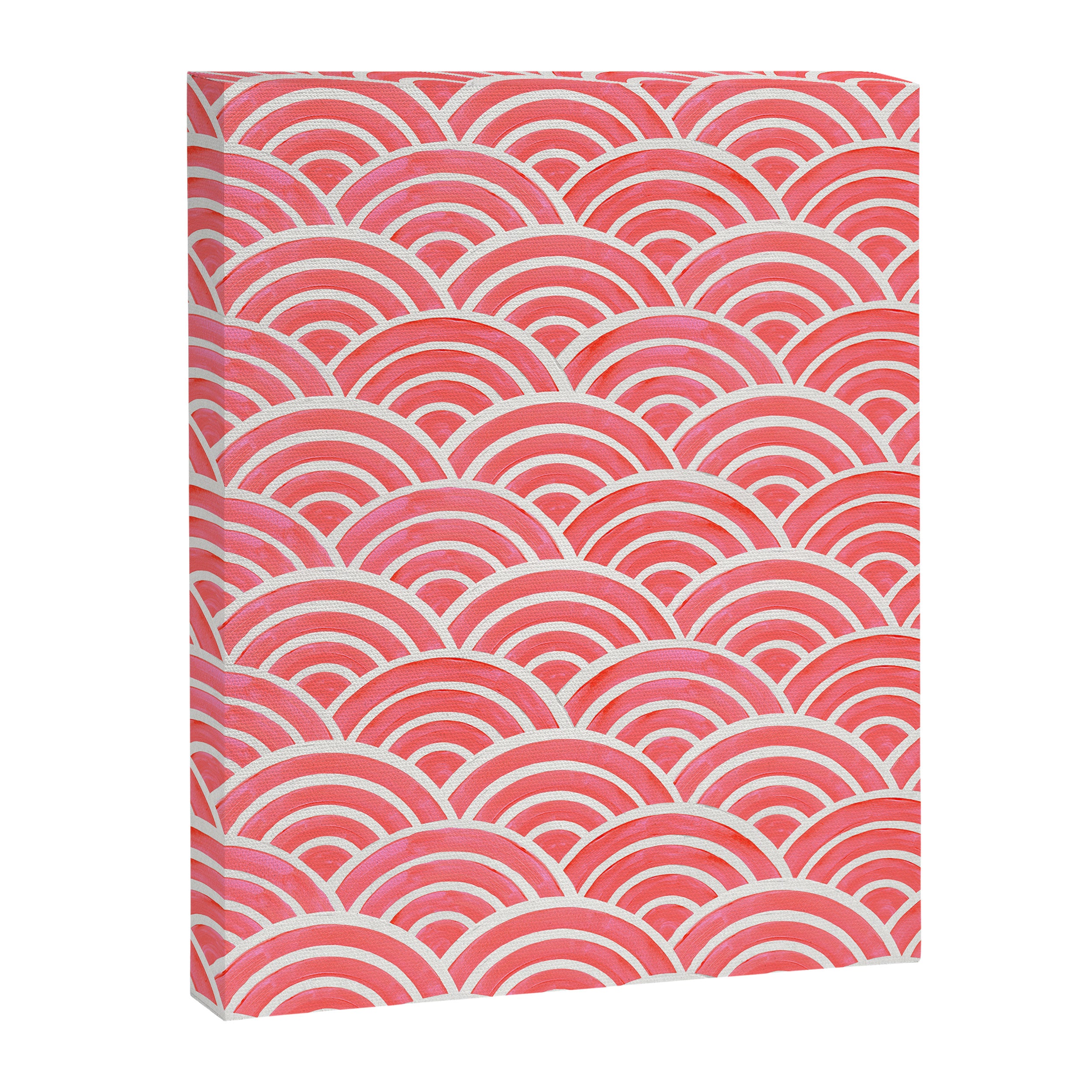Japanese Seigaiha Wave Pattern - Coral Canvas Print Gallery Image 8