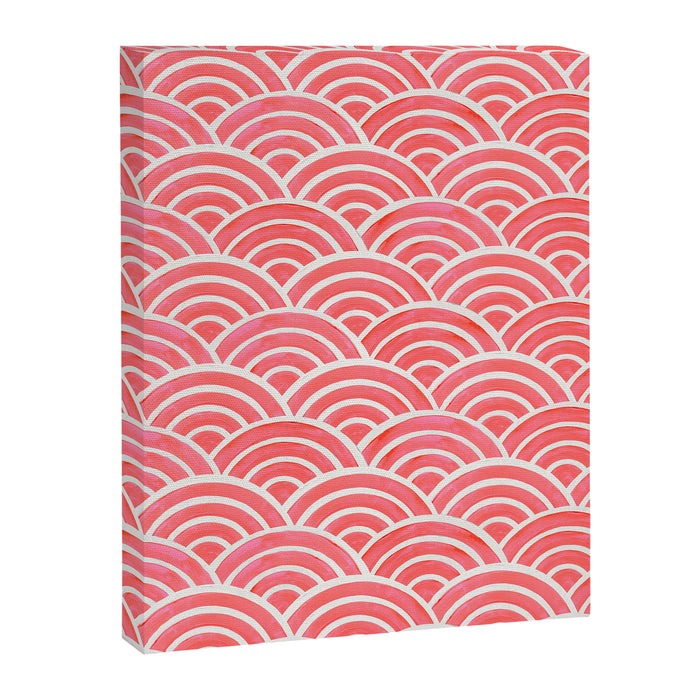 Japanese Seigaiha Wave Pattern - Coral Canvas Print Gallery Image 1