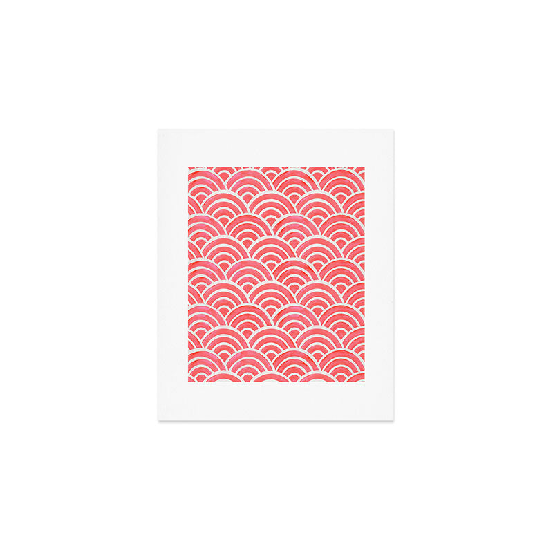 Japanese Seigaiha Wave Pattern - Coral Art Print Gallery Image 1