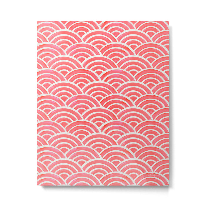 Japanese Seigaiha Wave Pattern - Coral Metal Print Gallery Image 1