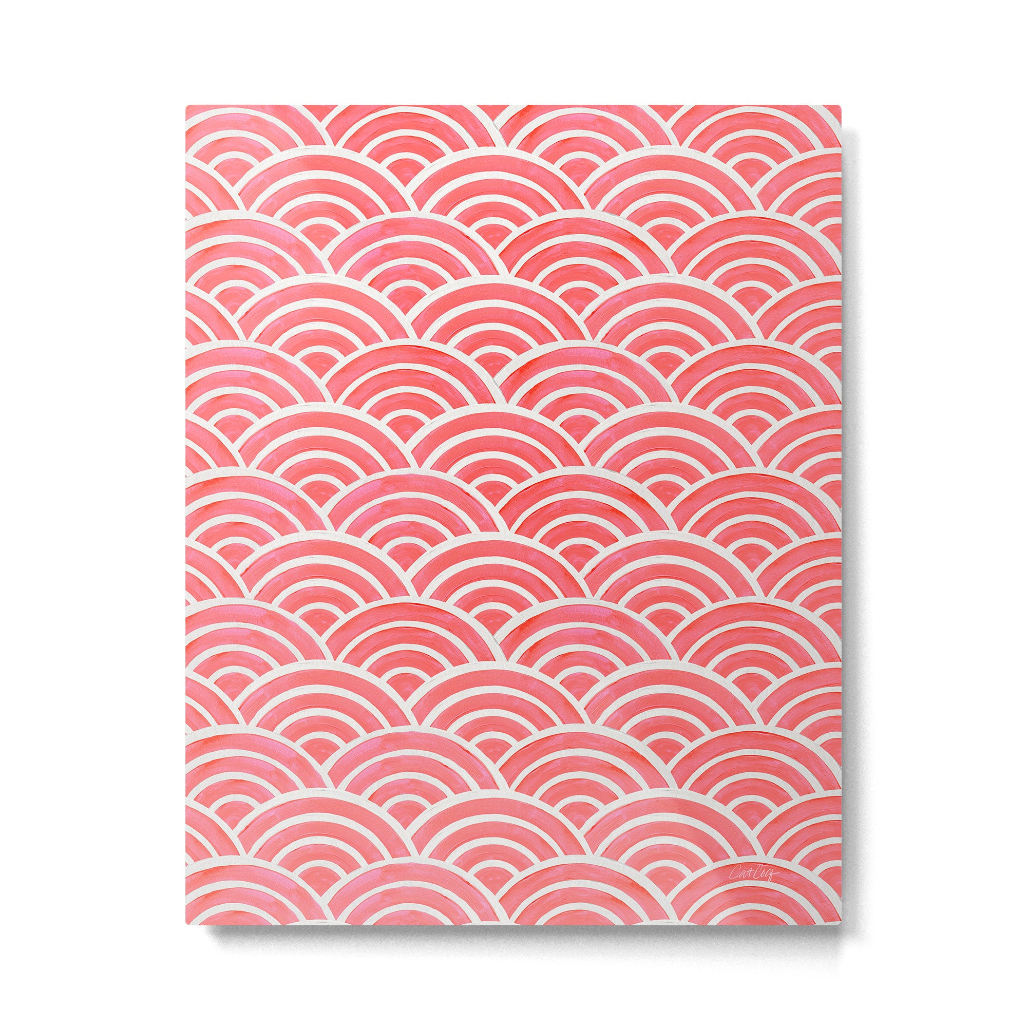 Japanese Seigaiha Wave Pattern - Coral Metal Print Gallery Image 6
