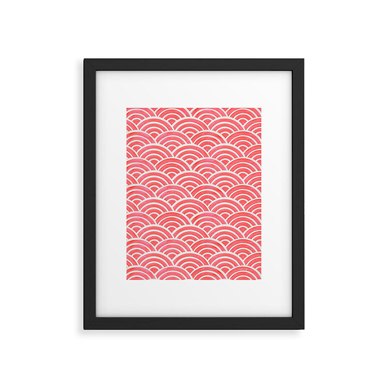 Japanese Seigaiha Wave Pattern - Coral Framed Art Print Gallery Image 6