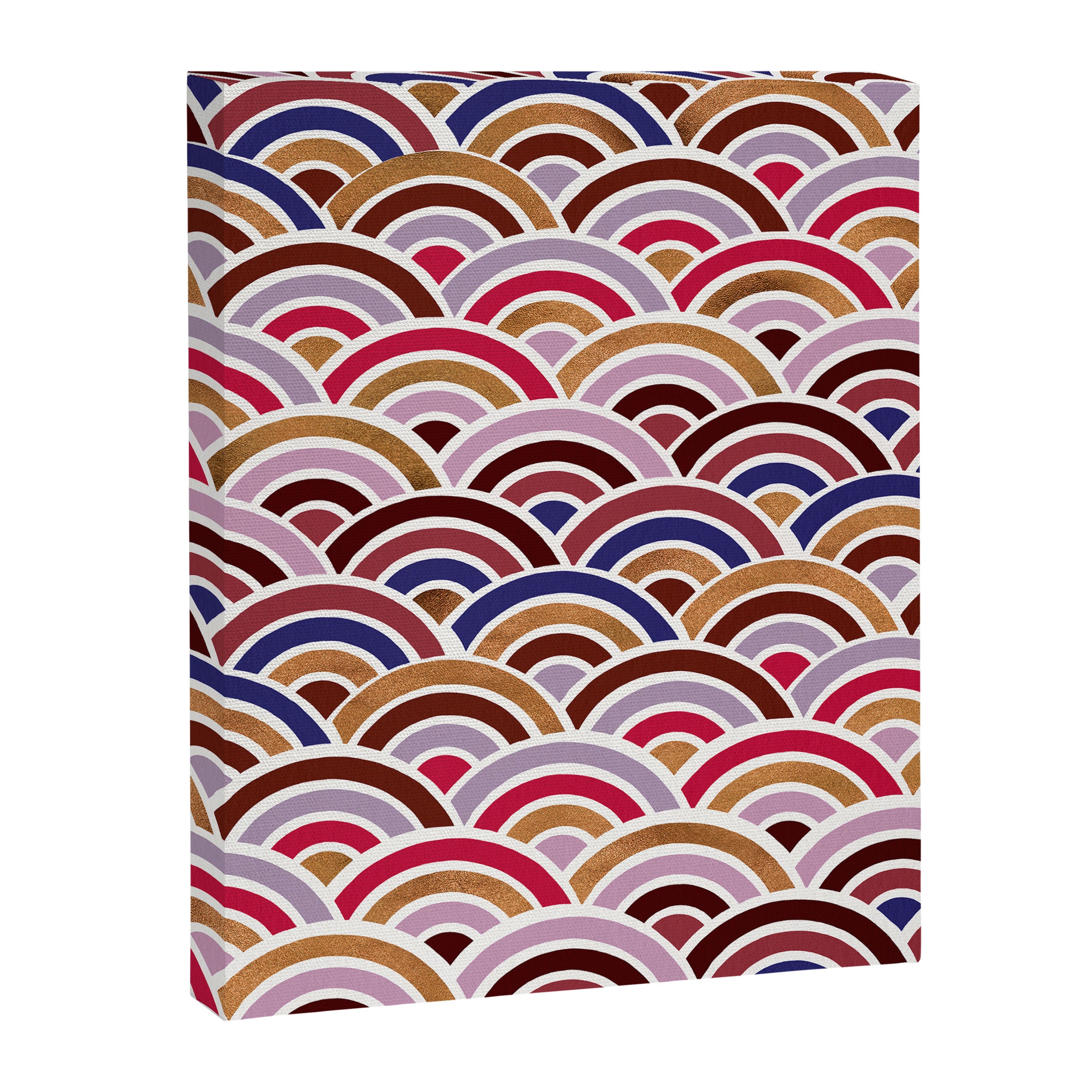 Japanese Seigaiha Wave - Mauve & Gold Palette Canvas Print Gallery Image 6