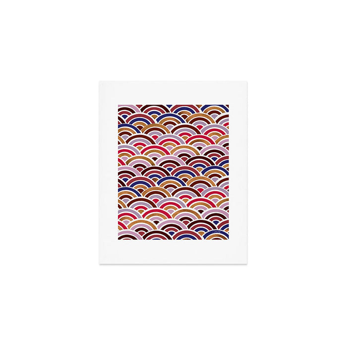 Japanese Seigaiha Wave - Mauve & Gold Palette Art Print Gallery Image 1