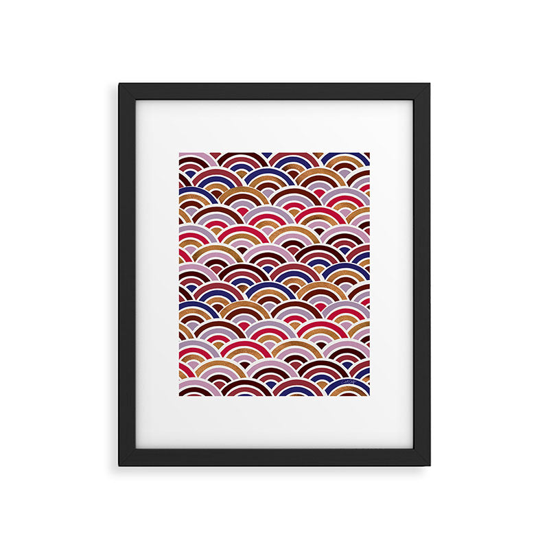 Japanese Seigaiha Wave - Mauve & Gold Palette Framed Art Print Gallery Image 5