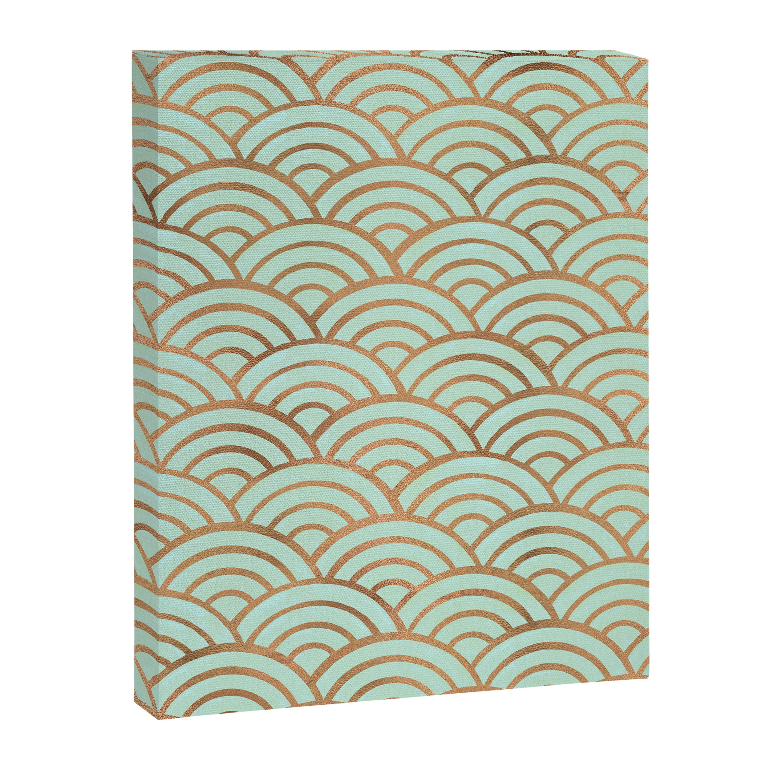 Japanese Seigaiha Wave - Mint & Copper Palette Canvas Print Gallery Image 8