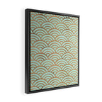Japanese Seigaiha Wave - Mint & Copper Palette Framed Canvas Print Gallery Image 2