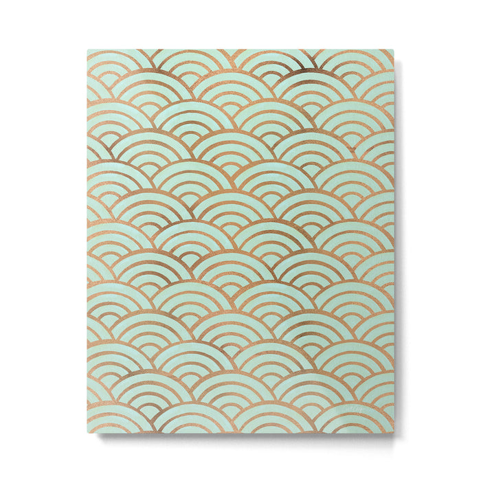 Japanese Seigaiha Wave - Mint & Copper Palette Metal Print Gallery Image 1