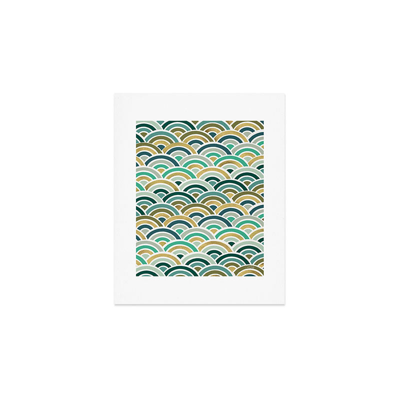 Japanese Seigaiha Wave â Mint & Gold Art Print Gallery Image 1