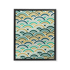 Japanese Seigaiha Wave â Mint & Gold Framed Canvas Print Gallery Image 6