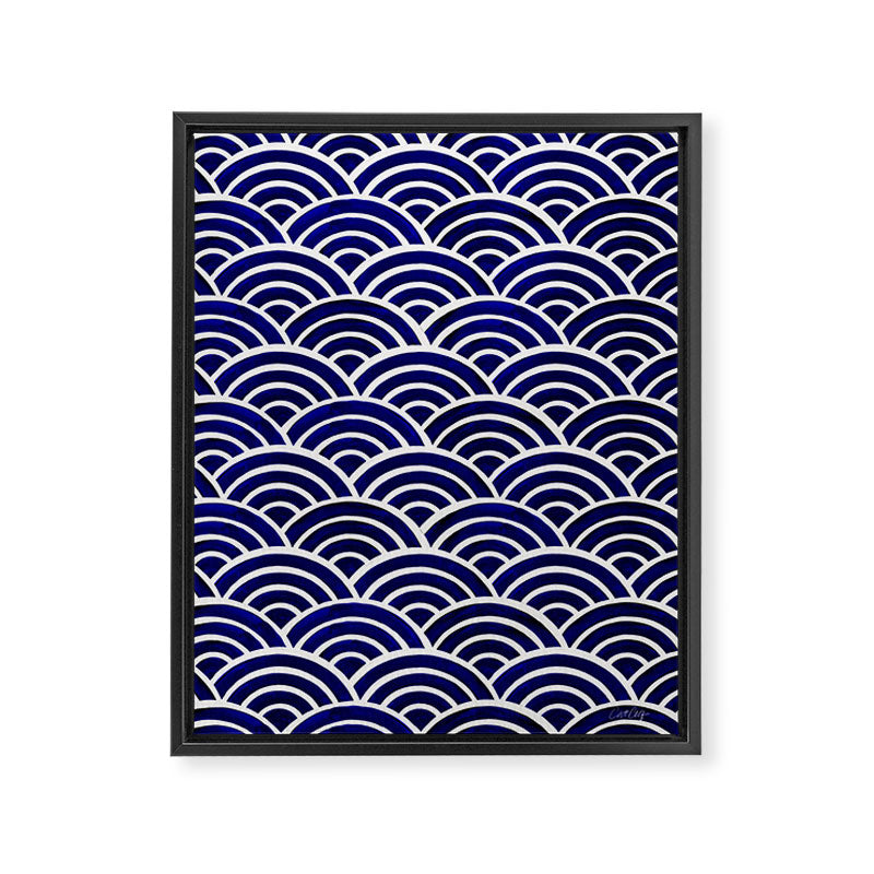 Japanese Seigaiha Wave - Navy Palette Framed Canvas Print Gallery Image 8