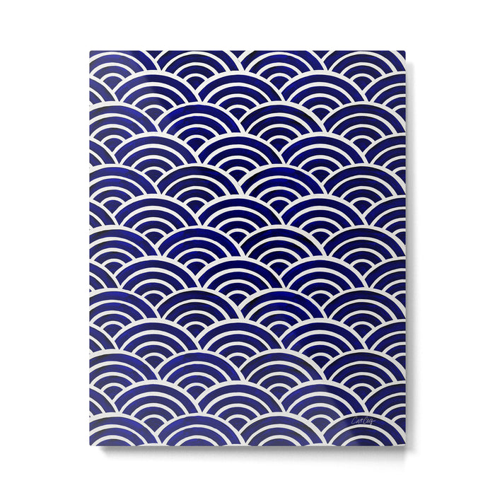 Japanese Seigaiha Wave - Navy Palette Metal Print Gallery Image 1