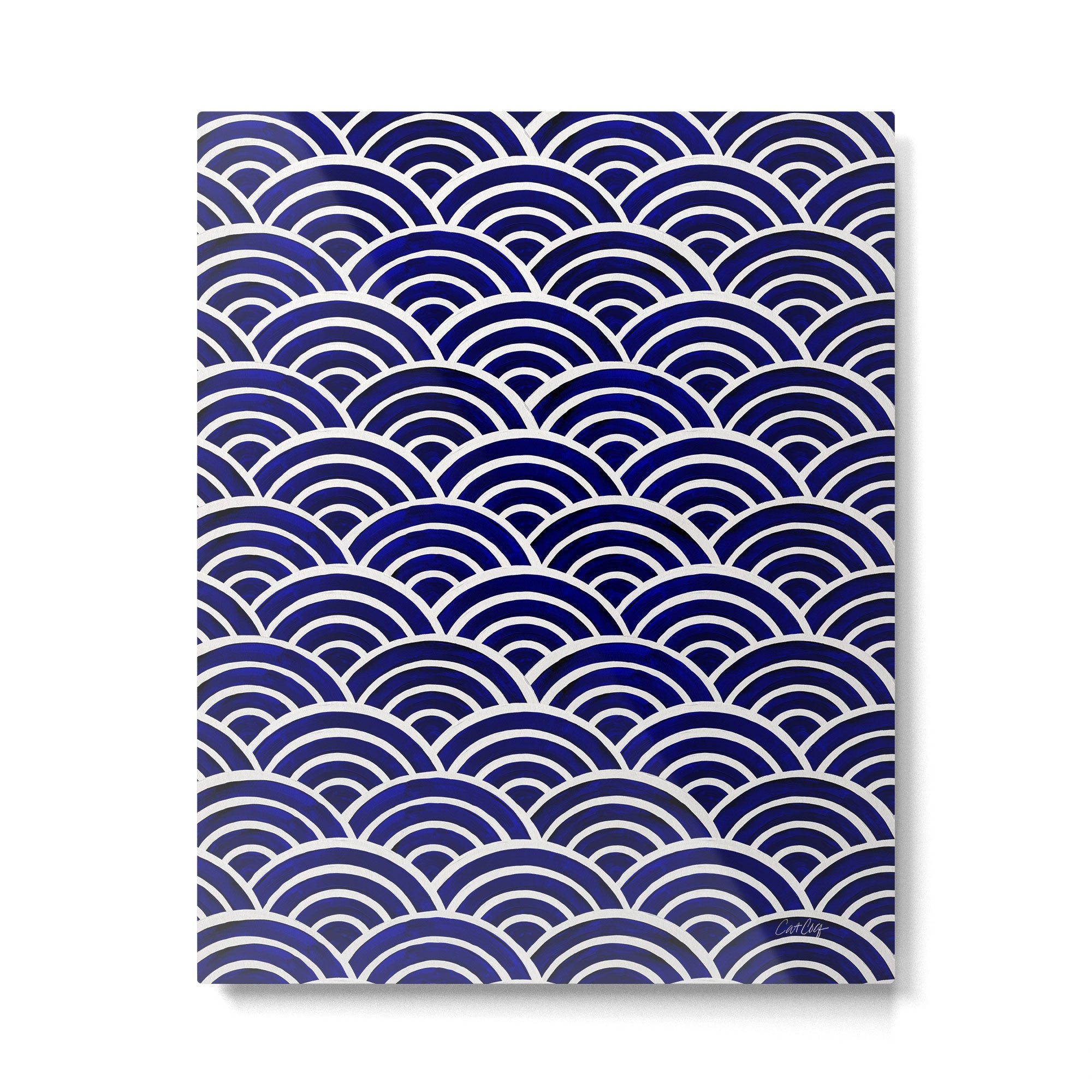 Japanese Seigaiha Wave - Navy Palette Metal Print Gallery Image 6