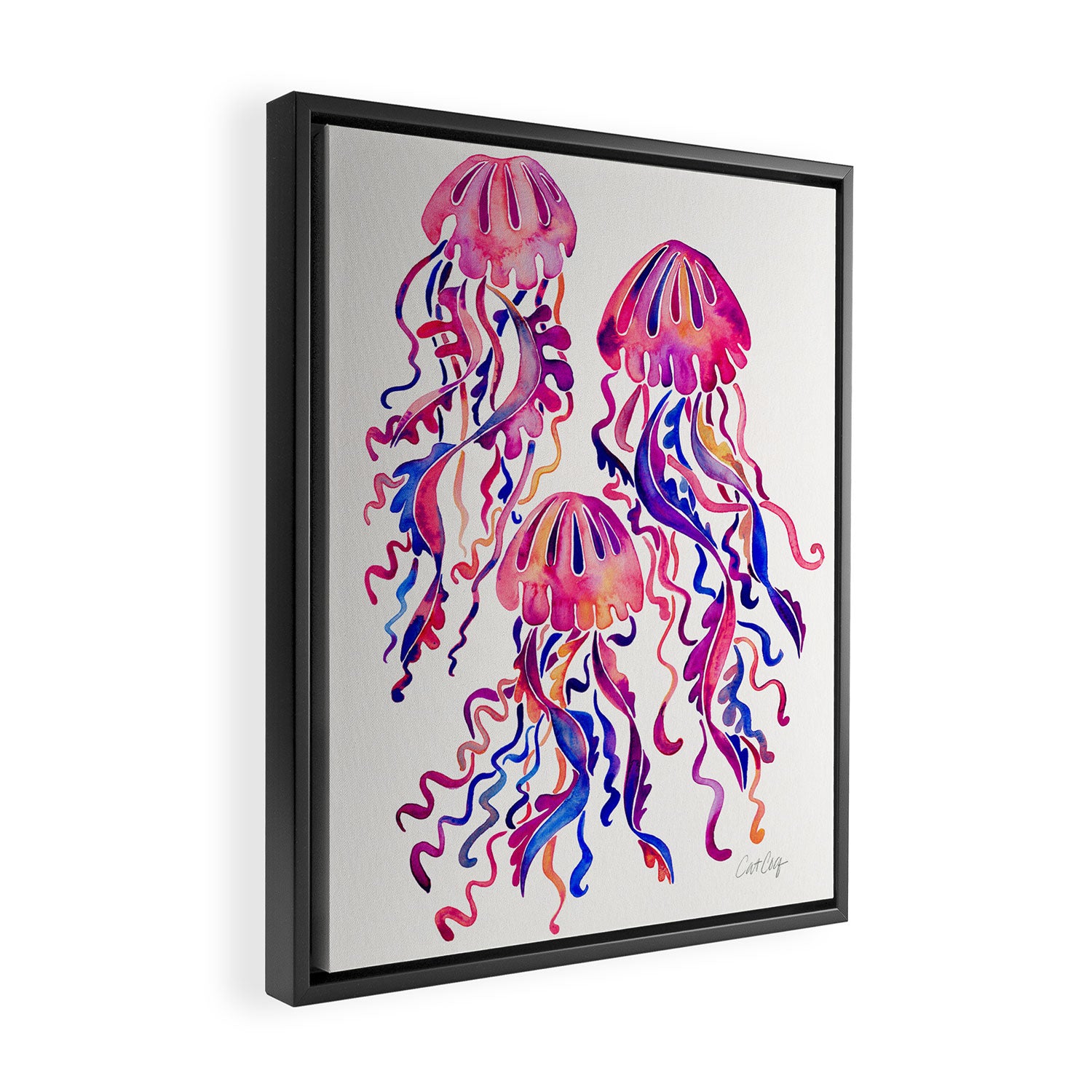 Jellyfish - Magenta Palette Framed Canvas Print Gallery Image 2