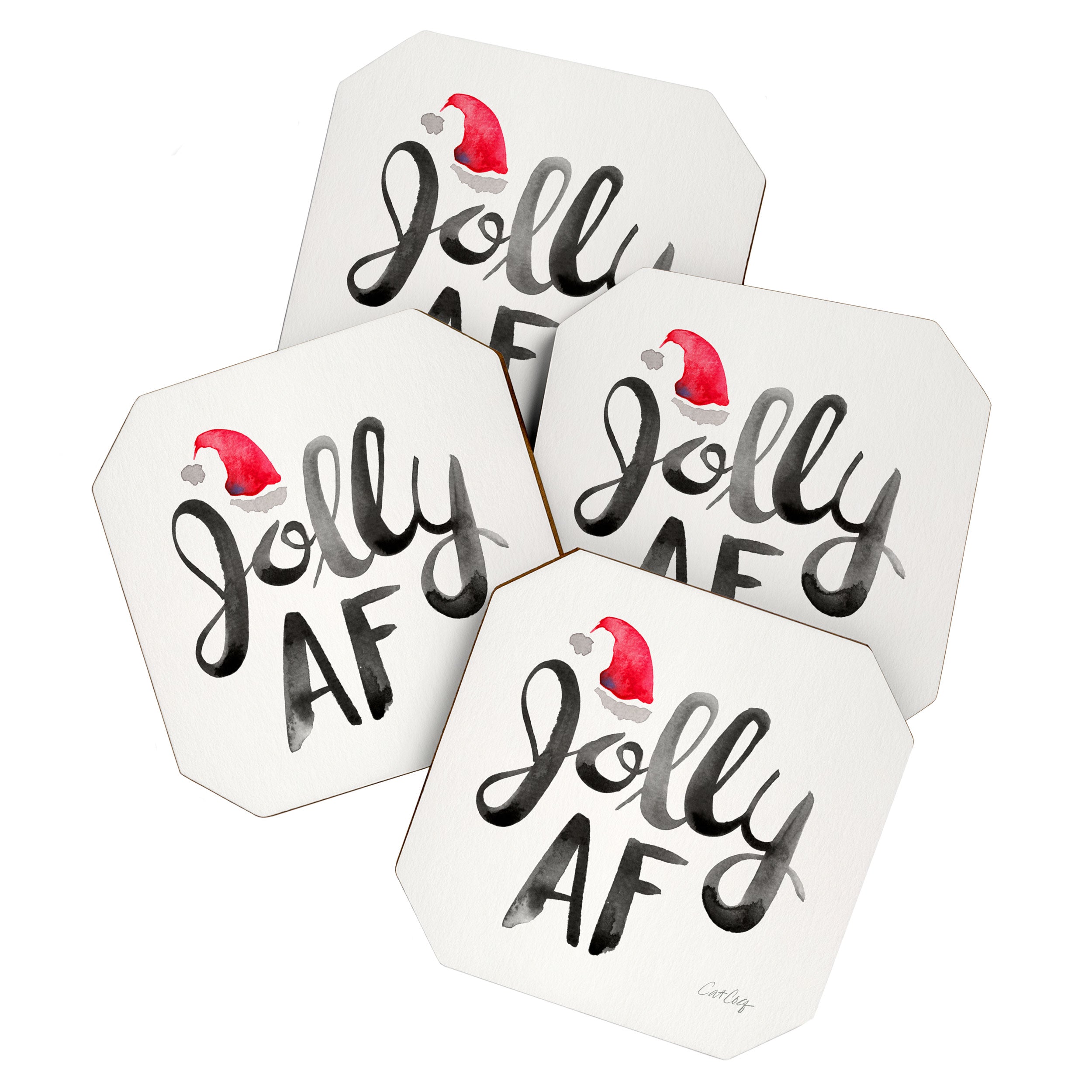 Jolly AF - Black Typography Coaster Gallery Image 1