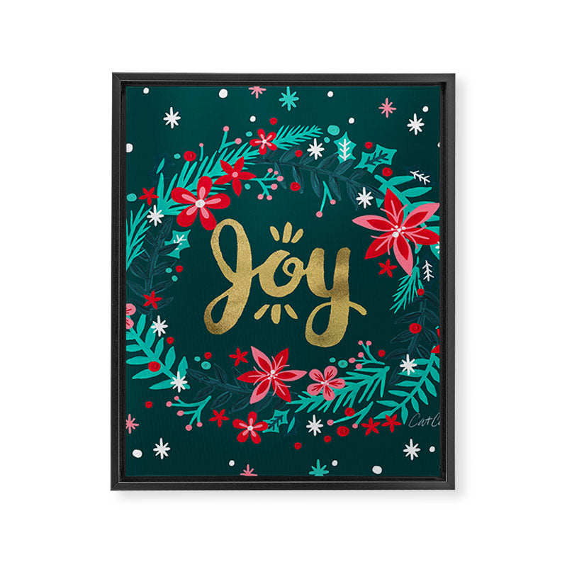 Joy Wreath - Teal Framed Canvas Print Gallery Image 8