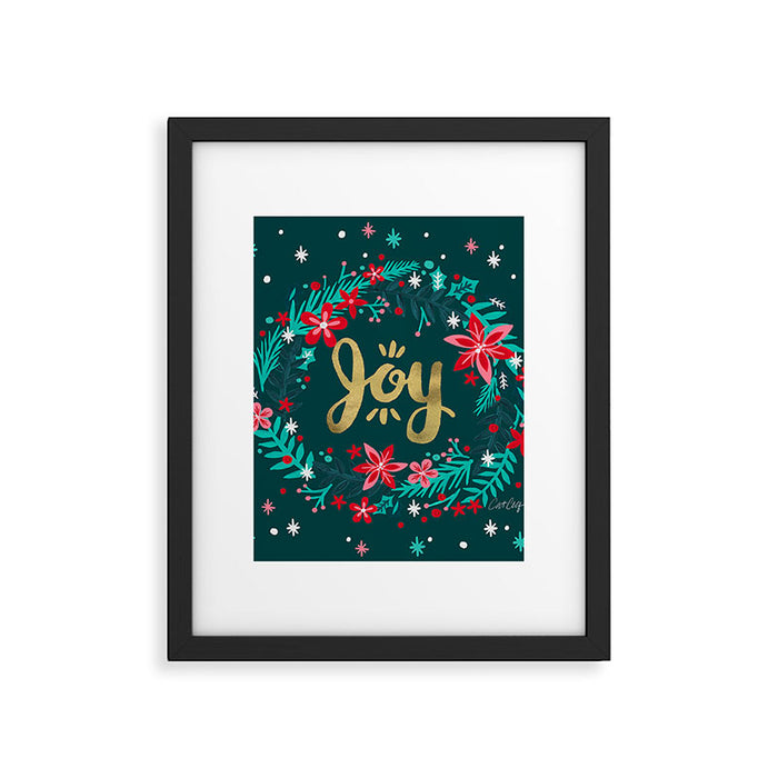Joy Wreath - Teal Framed Art Print Gallery Image 1