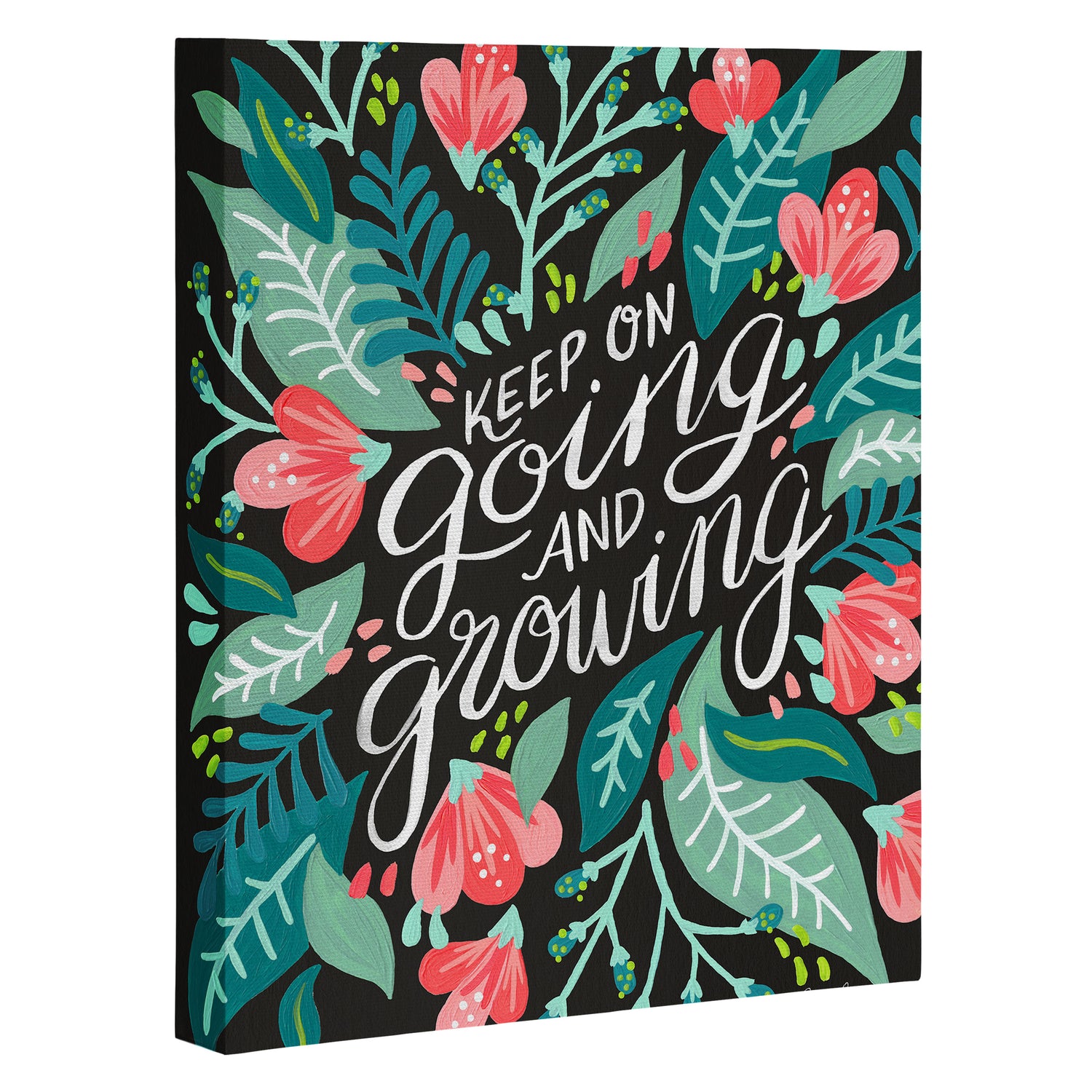 Keep on Going & Growing â Pink on Charcoal Canvas Print Gallery Image 3
