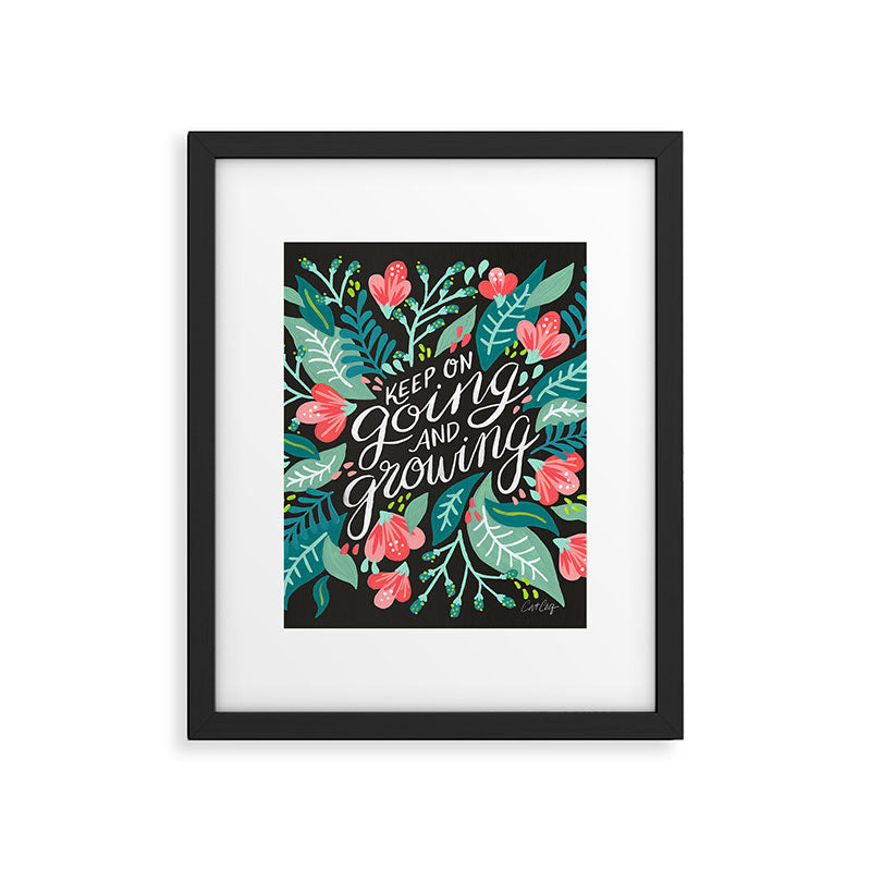 Keep on Going & Growing â Pink on Charcoal Framed Art Print Gallery Image 6