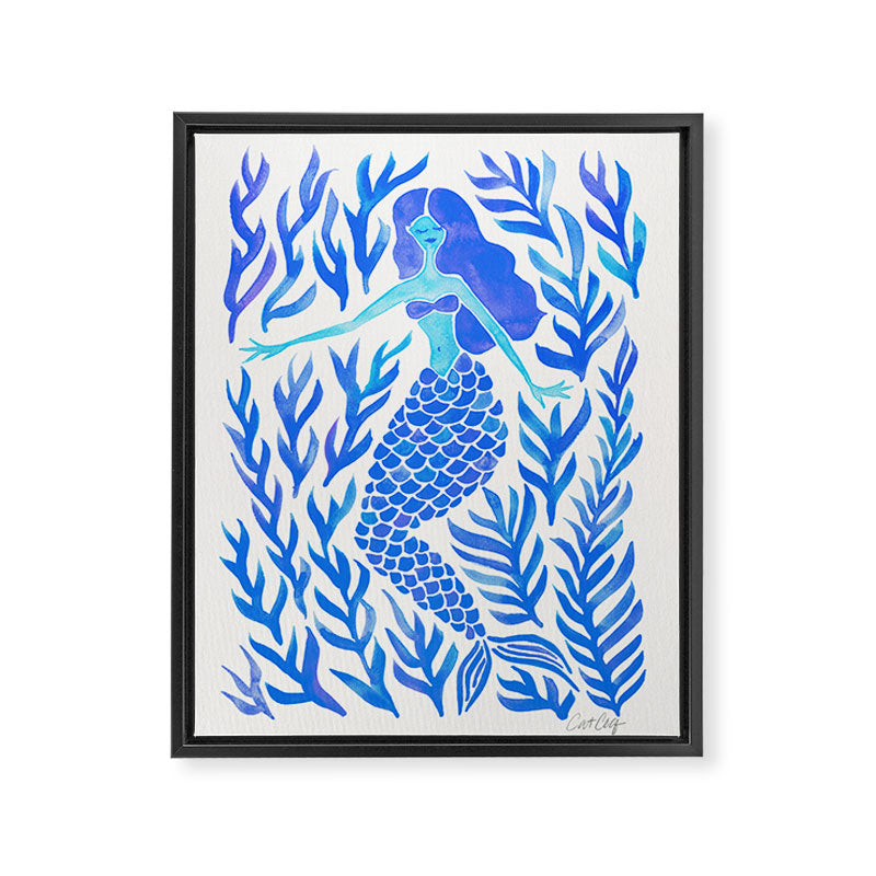 Kelp Forest Mermaid - Blue Palette Framed Canvas Print Gallery Image 6