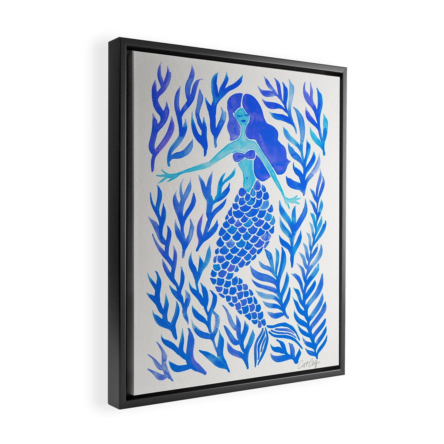 Kelp Forest Mermaid - Blue Palette Framed Canvas Print Gallery Image 2