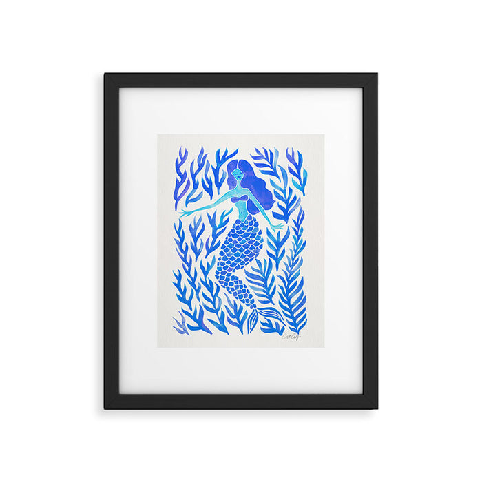 Kelp Forest Mermaid - Blue Palette Framed Art Print Gallery Image 1