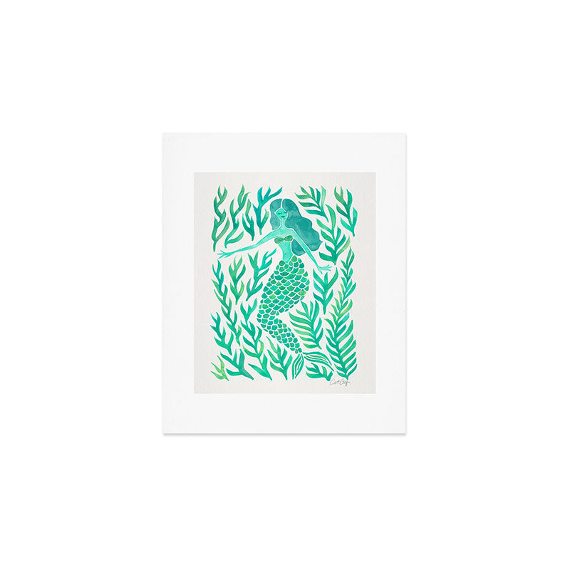 Kelp Forest Mermaid - Mint Palette Art Print Gallery Image 1