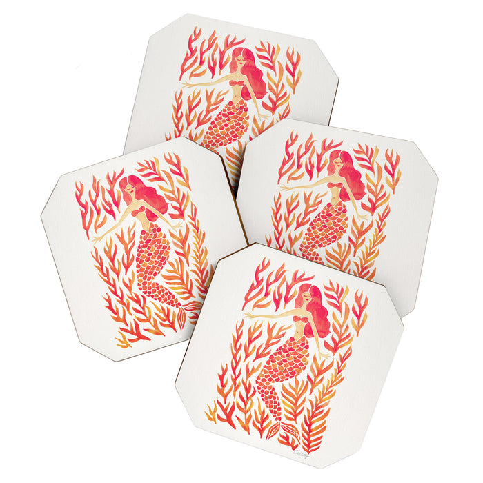 Kelp Forest Mermaid - Peach Palette Coaster Gallery Image 1