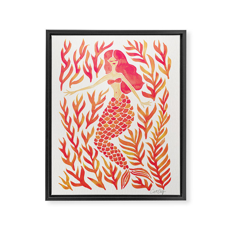 Kelp Forest Mermaid - Peach Palette Framed Canvas Print Gallery Image 6