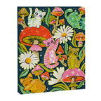 Kittens & Shrooms - Electric on Navy Canvas Print Gallery Image 8
