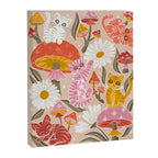 Kittens & Shrooms - Pink & Coral on Cream Canvas Print Gallery Image 3