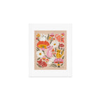 Kittens & Shrooms - Pink & Coral on Cream Art Print Gallery Image 1