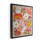 Kittens & Shrooms - Pink & Coral on Cream Framed Canvas Print Gallery Image 2