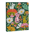Kittens & Shrooms - Rainbow on Kelly Green Canvas Print Gallery Image 3