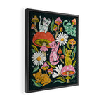 Kittens & Shrooms - Rainbow on Teal Framed Canvas Print Gallery Image 2