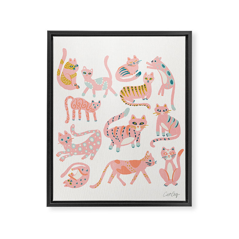 KittyKats - Pink Palette Framed Canvas Print Gallery Image 6
