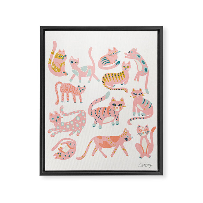 KittyKats - Pink Palette Framed Canvas Print Gallery Image 1