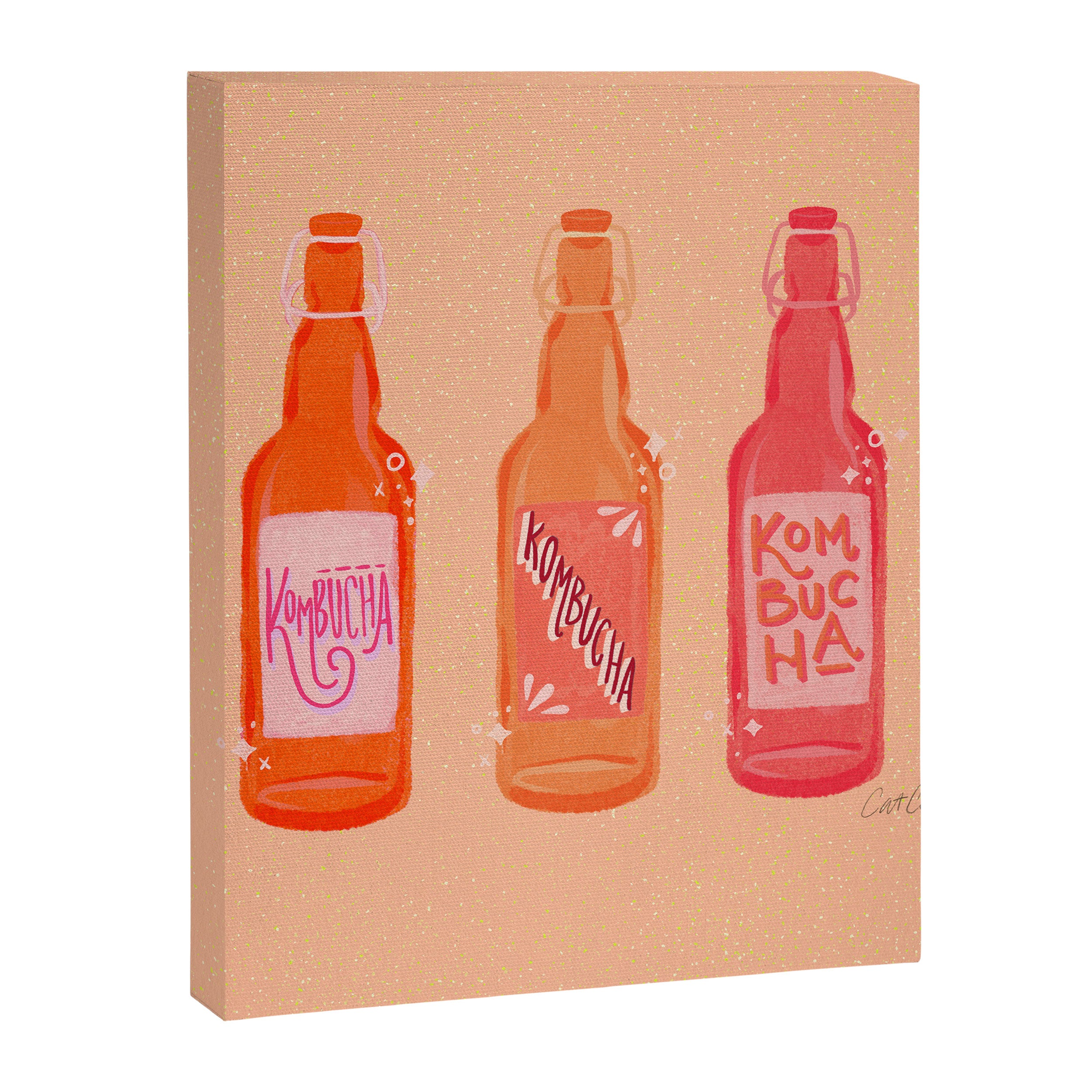 Kombucha Bottles - Pink Canvas Print Gallery Image 8