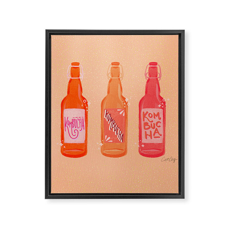 Kombucha Bottles - Pink Framed Canvas Print Gallery Image 8