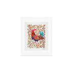 Le Coq â Watercolor Rooster with Sepia Leaves Art Print Gallery Image 1
