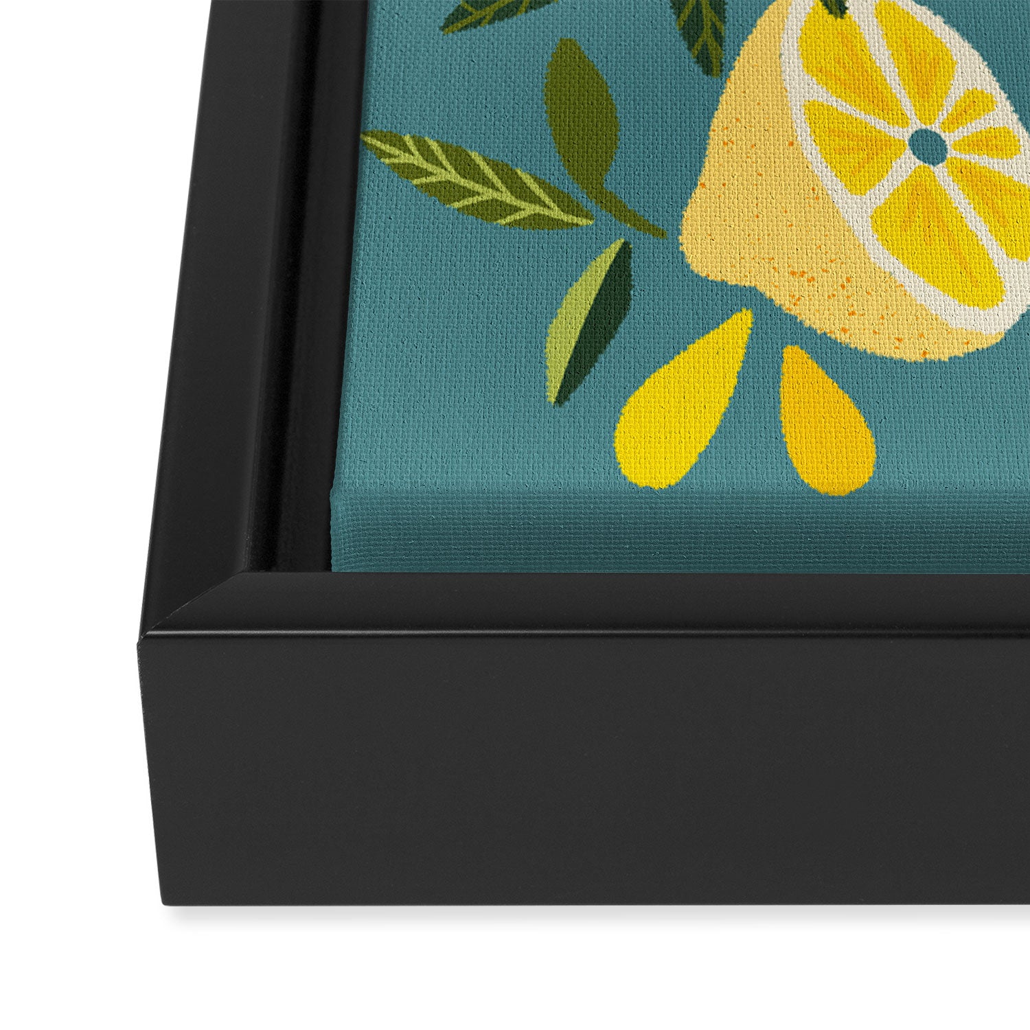 Lemon Blooms â Blue Framed Canvas Print Gallery Image 3