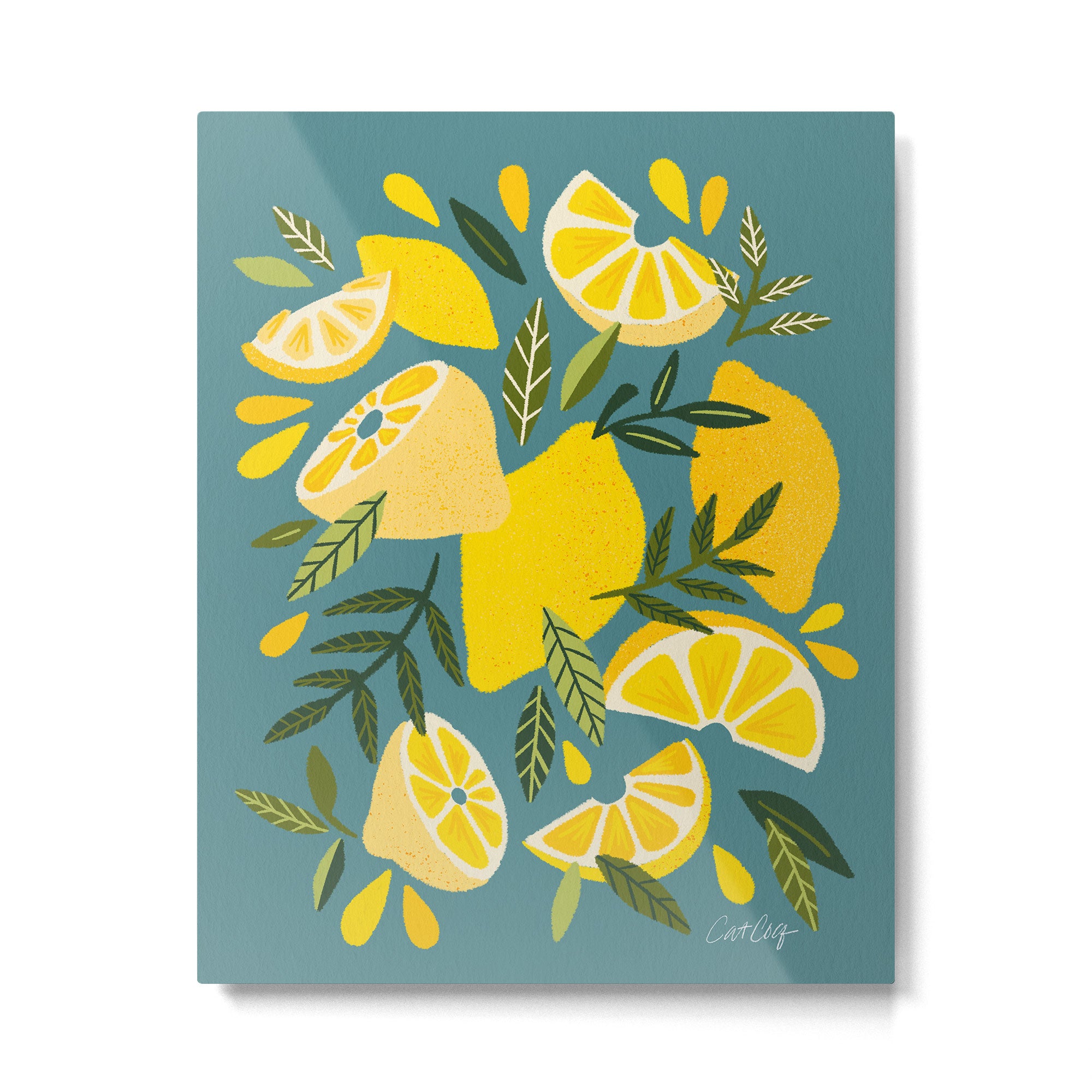 Lemon Blooms â Blue Metal Print Gallery Image 4
