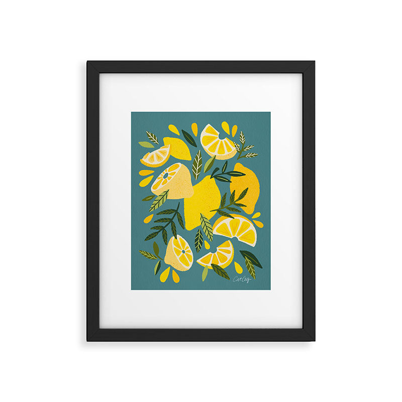 Lemon Blooms â Blue Framed Art Print Gallery Image 5