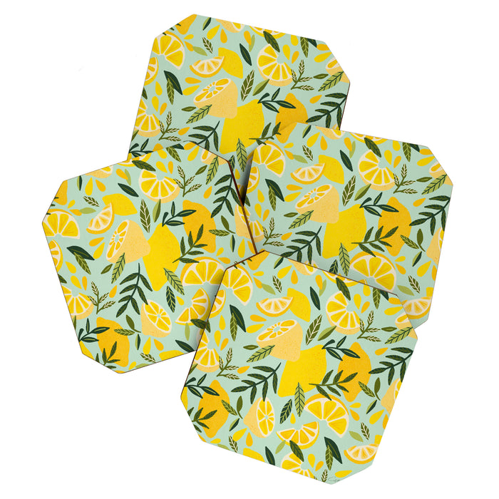 Lemon Blooms - Mint Coaster Gallery Image 1