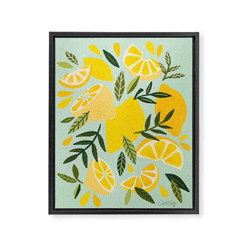 Lemon Blooms - Mint Framed Canvas Print Gallery Image 6