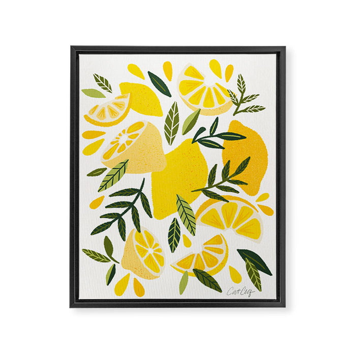 Lemon Blooms on White Framed Canvas Print Gallery Image 1